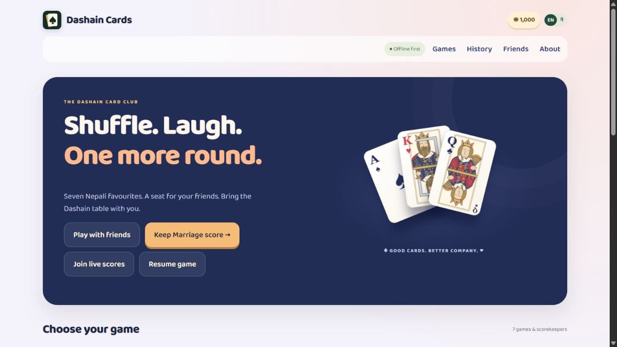 Dashain Cards application preview