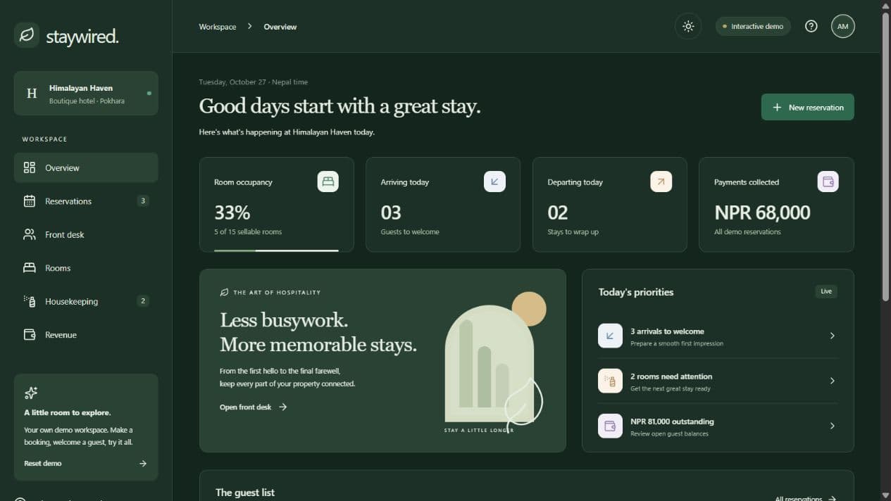 Staywired application preview